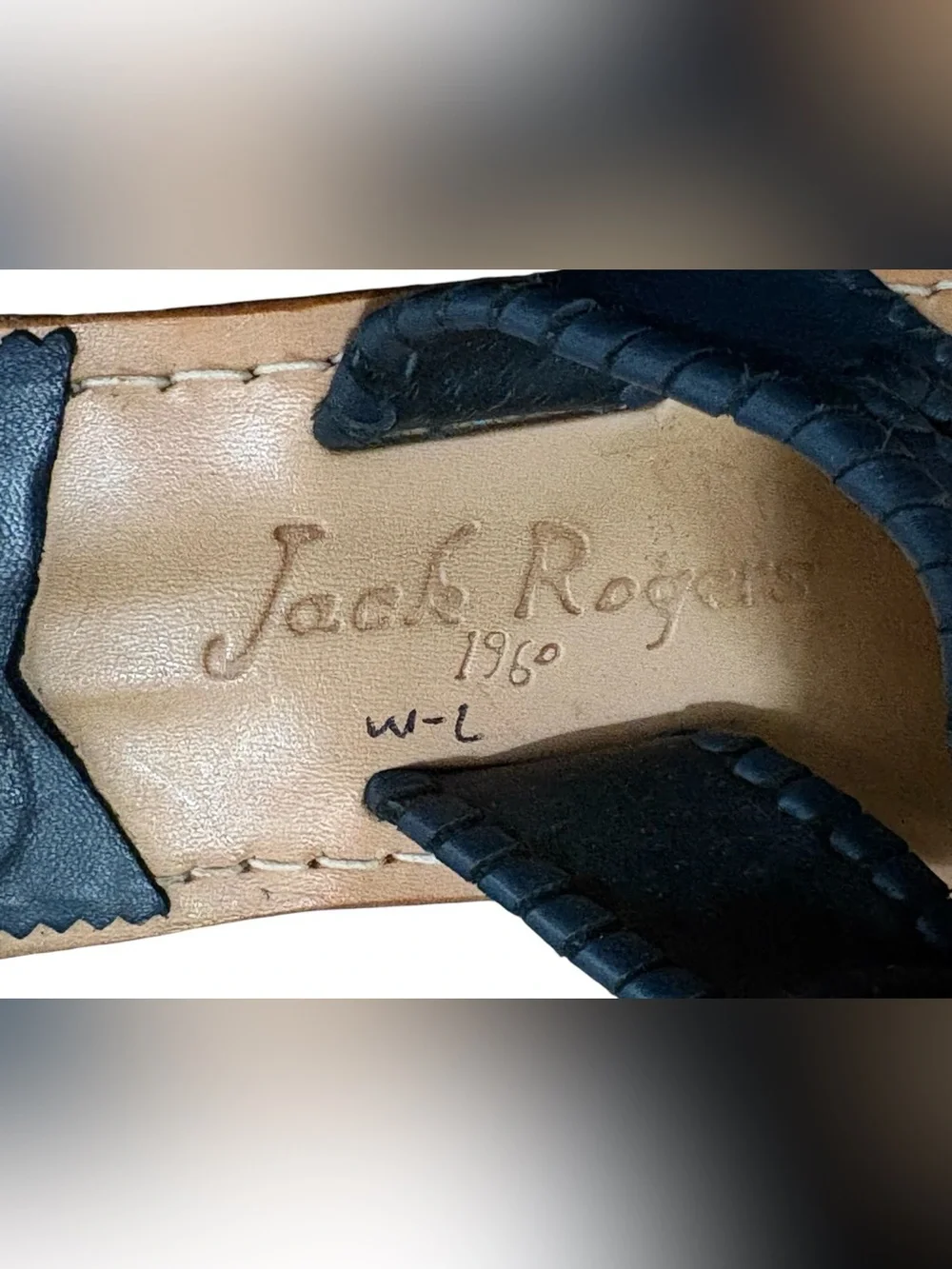 Jack Rogers Navy Leather  Sandals,Size 7